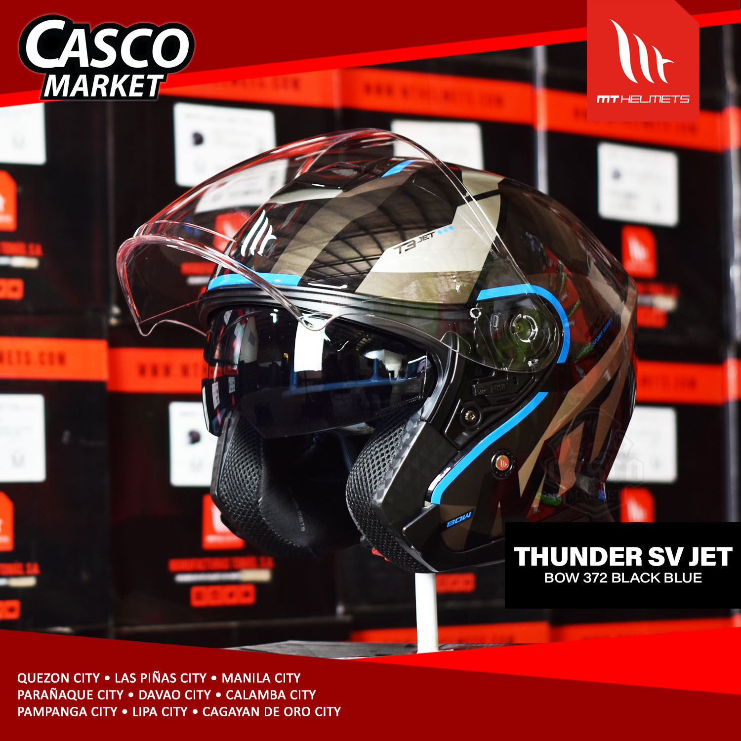 MT THUNDER SV JET BOW HALF FACE DUAL VISOR MOTORCYCLE HELMET Xl