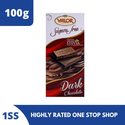 Valor No Sugar Added Dark Chocolate Bar With Stevia, 100 Grams