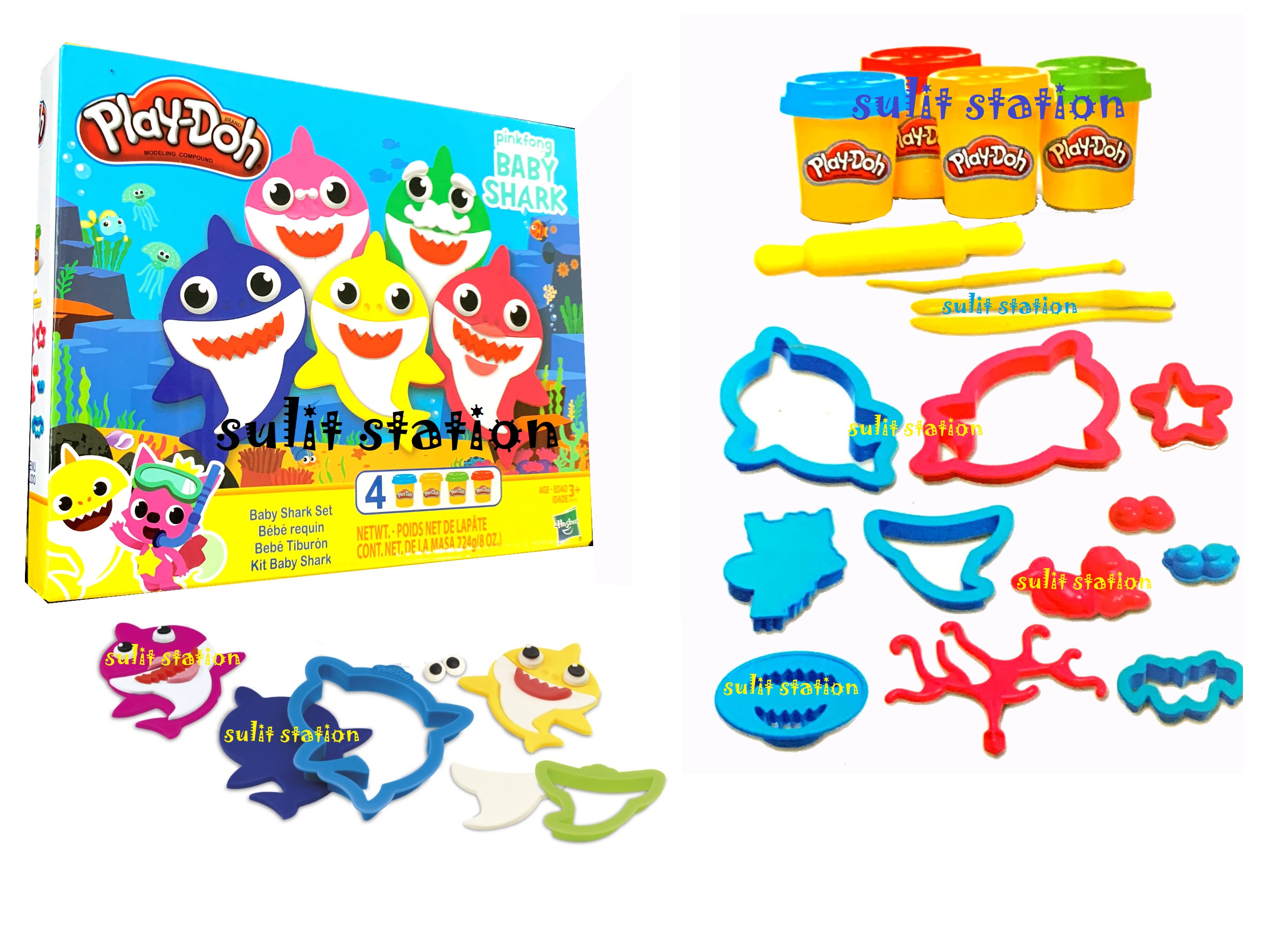 BABY SHARK SHARKS PLAY CLAY DOH DOUGH FIGURE MAKER MODEL MOULDER ...