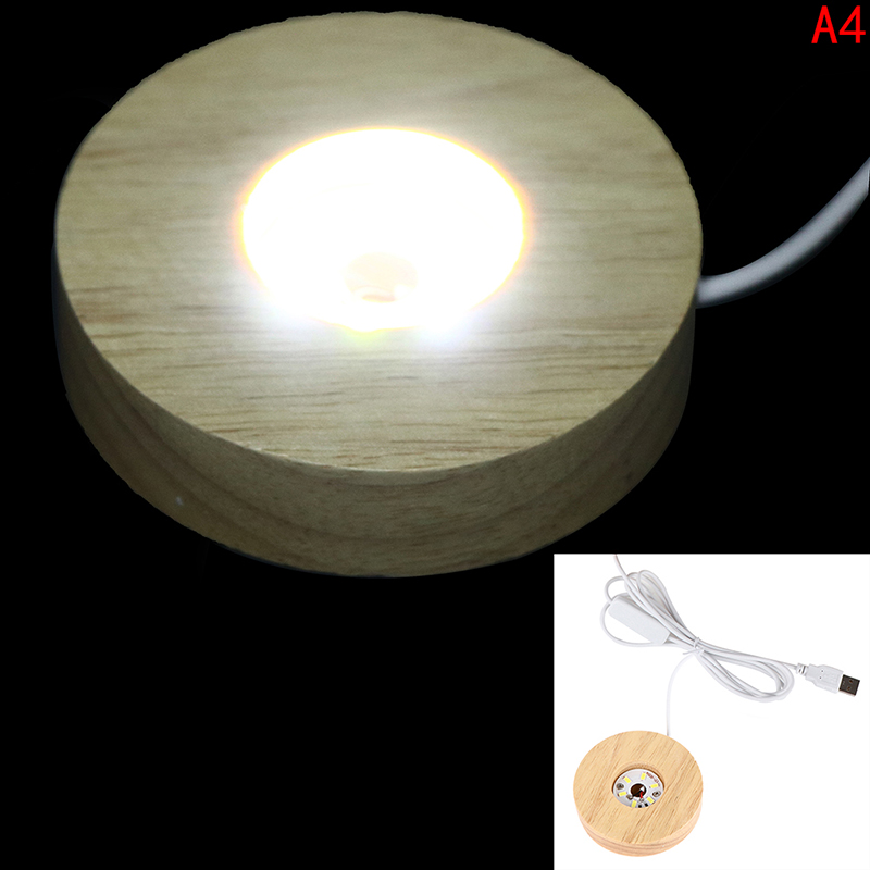 SHUNSHEN Wood Light Base Rechargeable Wooden LED Light Rotating Display ...