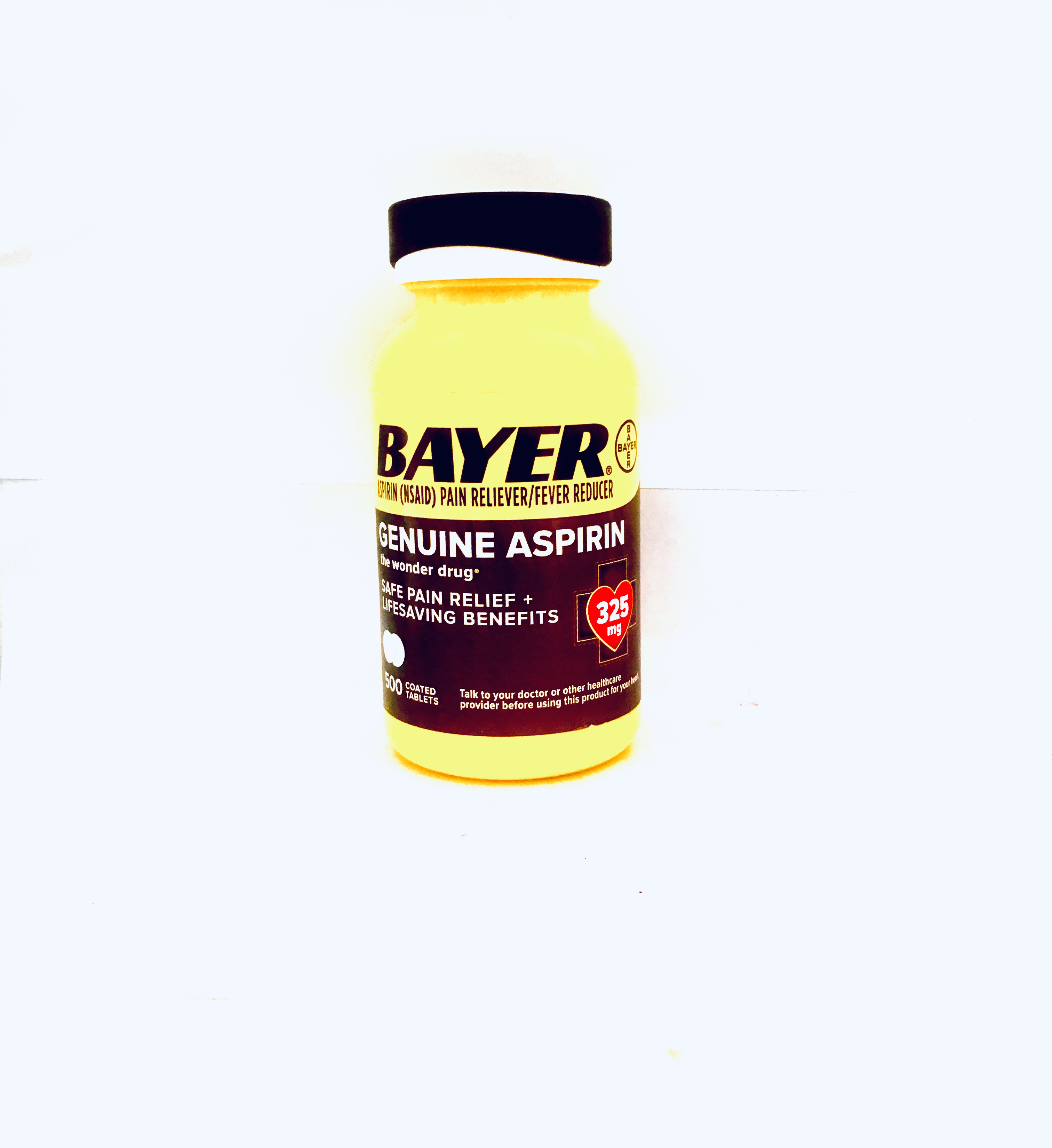 BAYER GENUINE ASPIRIN THE WONDER DRUG 325MG (500 Coated Tablets) New