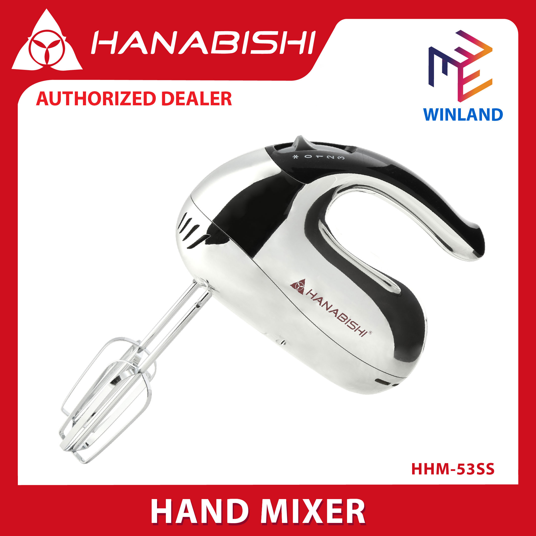 Hanabishi by Winland Chrome Plated Dual Attachment 5 Speed Hand Mixer