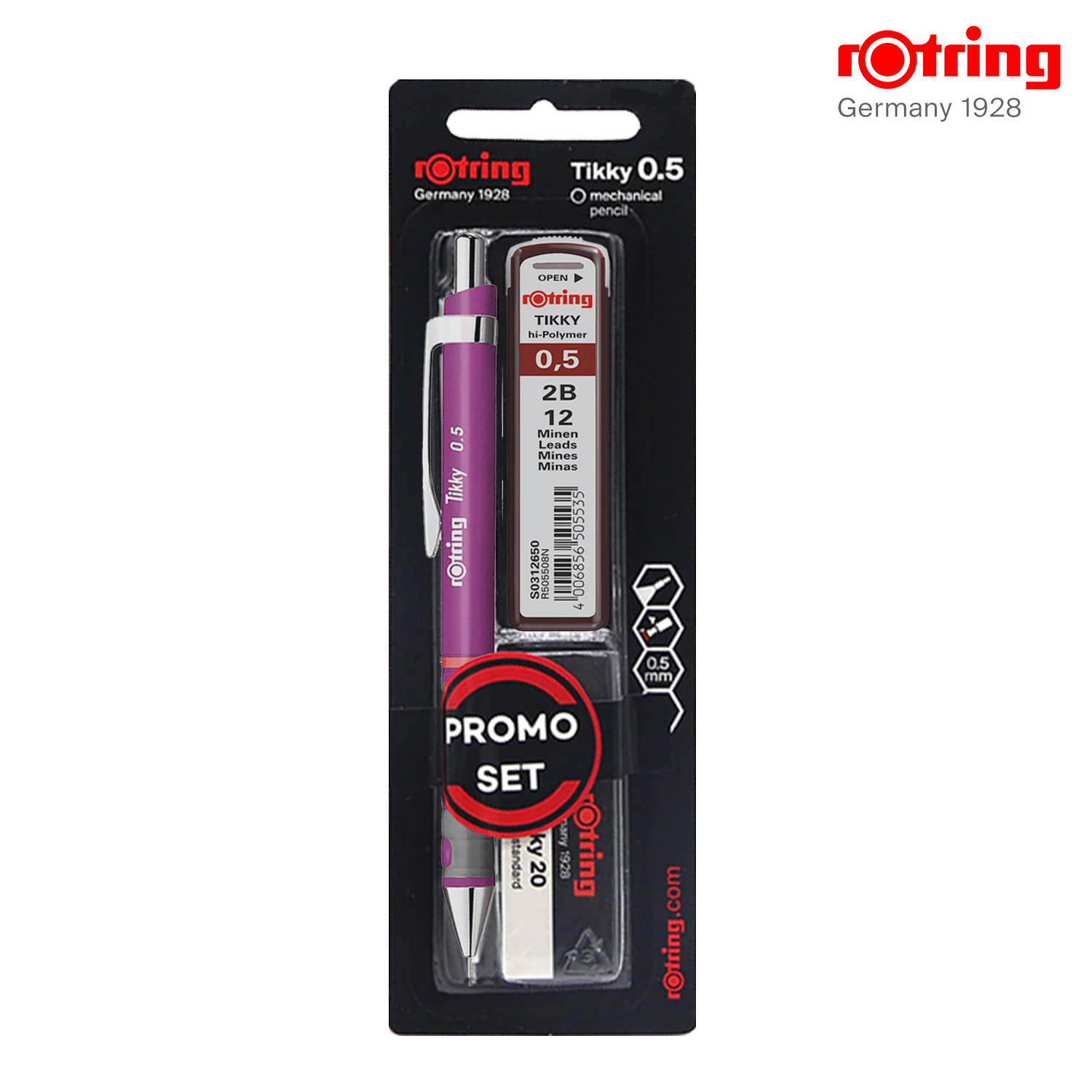 rOtring Tikky PROMO Set Mechanical Pencil with Lead Refill and Eraser