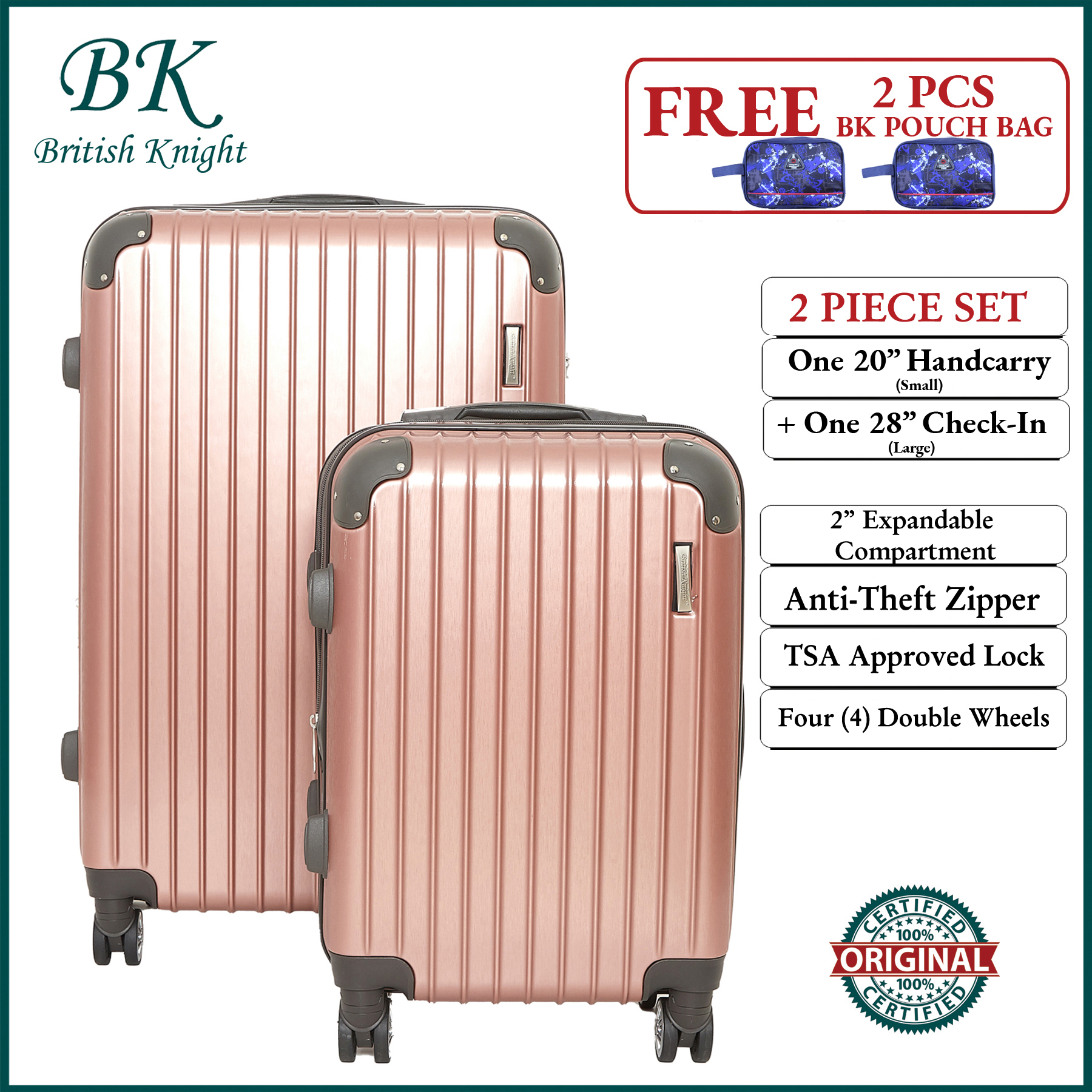 British Knight BHS918ZTE LSE Rose Gold 2Piece (Set) Large & Small