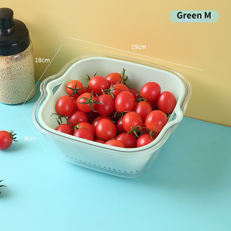 Kitchen Double Layer Drain Basket Multifunctional Contrast Color