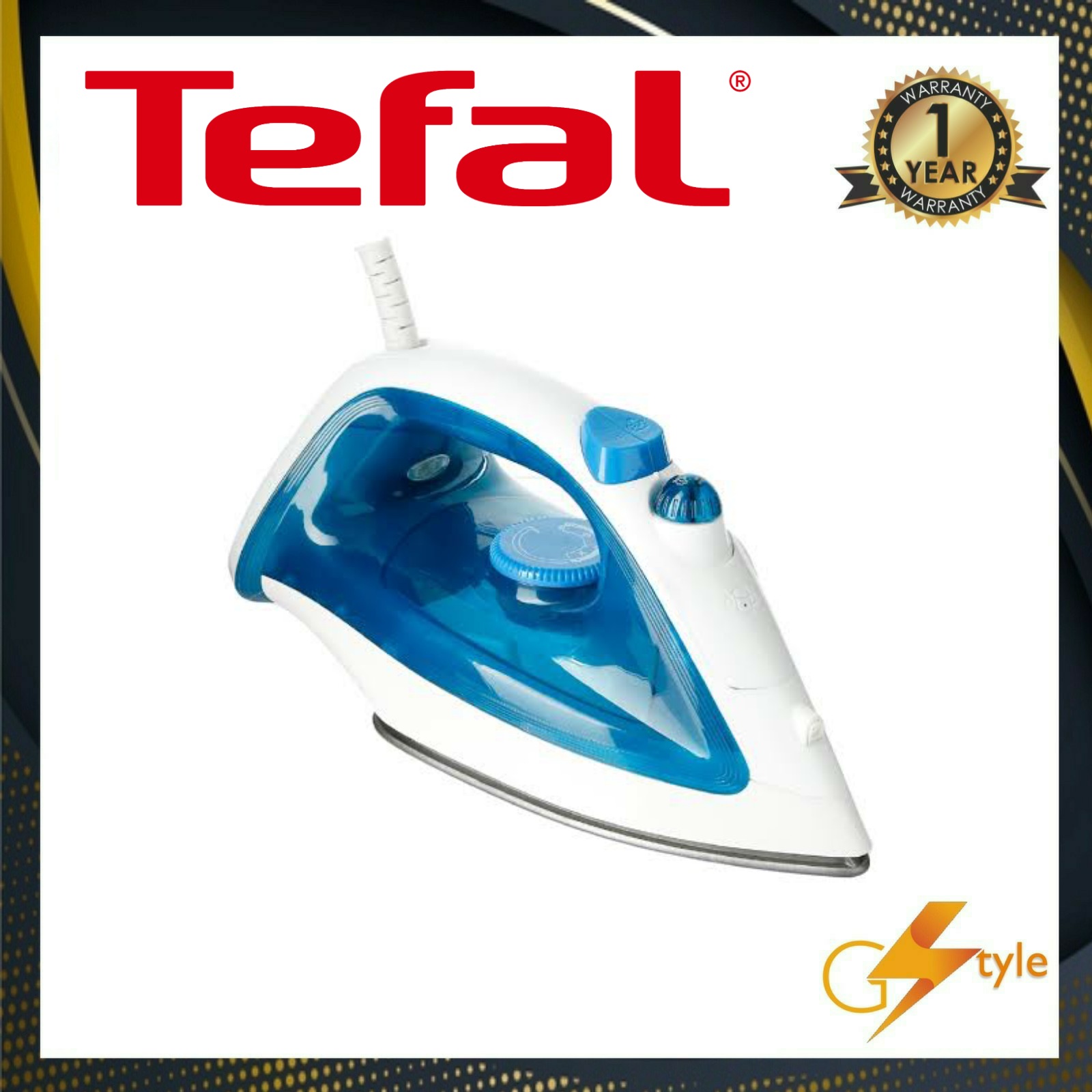 Tefal steam iron, Essential 1200 watts, 2in1 steam and dry iron