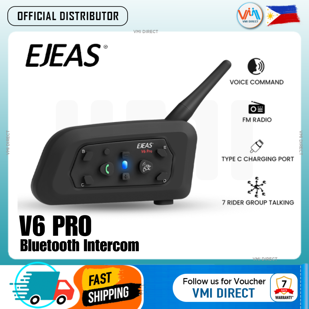 EJEAS V6 Pro Bluetooth Motorcycle Intercom Helmet Headset 1200m Interphone  830mAh