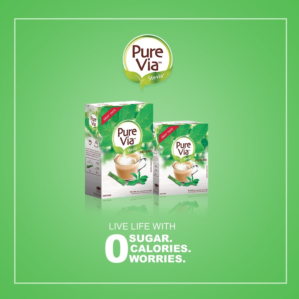 Hot selljiang152807 PURE VIA STEVIA 1 box x 100 sticks Zero Calorie