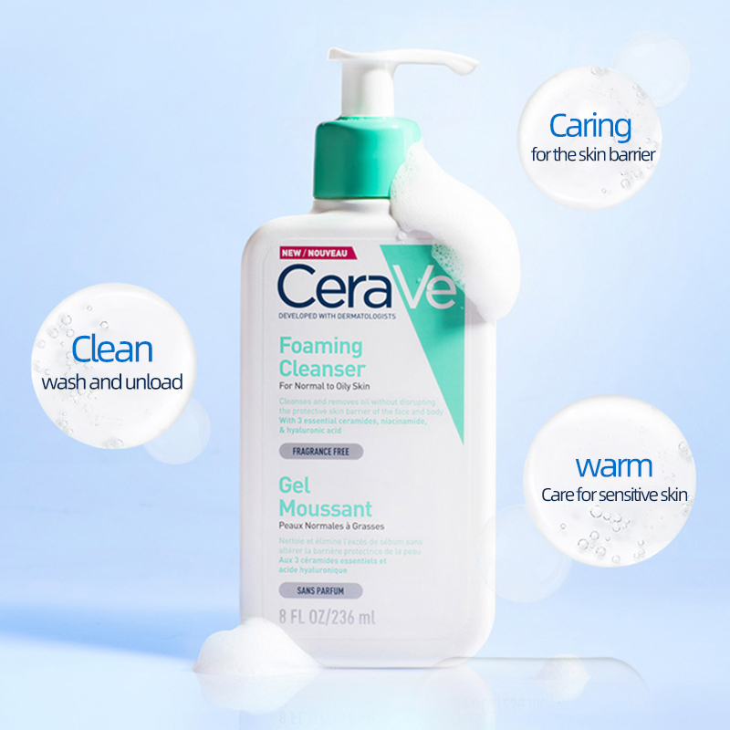 Cerave Foaming Facial Cleanser for Normal to Oily Skin Gently Gel Cleanser  Removing Excess Oil Moisture Balance Face Wash 236ml | Lazada PH