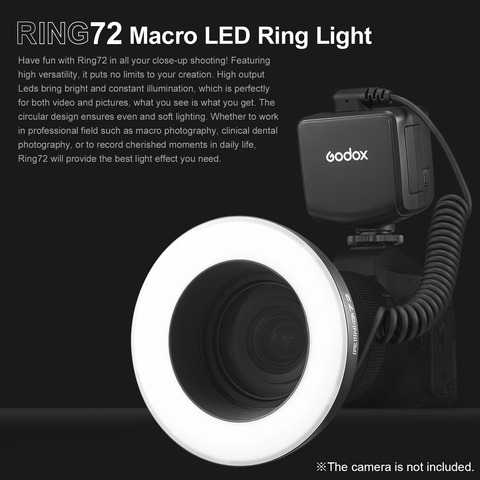 Godox RING72 Macro LED Video Light Professional Photography Fill Light