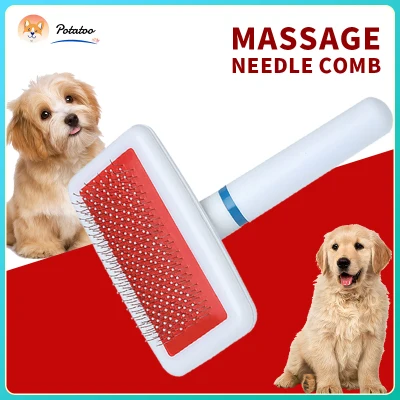 Pet Dog Cat Hair Grooming Comb Pet Gilling Red Brush Quick Cleaning Tool