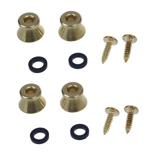 4 x Electric Acoustic Guitar Bass Strap Button Screw Lock Pins Pegs Pads - Gold