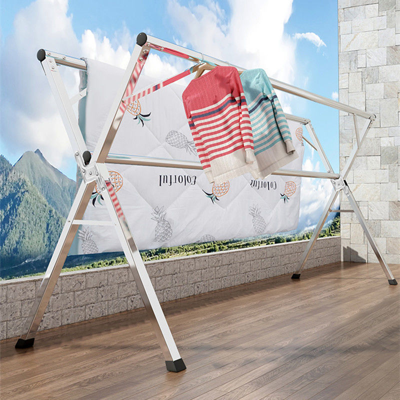 Heavy Duty Stainless Steel Cloth Drying Rack Outdoor Foldable Clothes Hanger Laundry Drying Rack