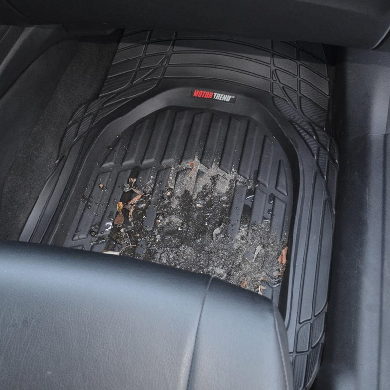 Motor Trend 2 Tappetini Auto Anteriori In Gomma FlexTough: Anti-scivolo, Protettivi Universali, Adatti Per Auto, SUV, Furgoni, Protezione Invernale, Nero - 4