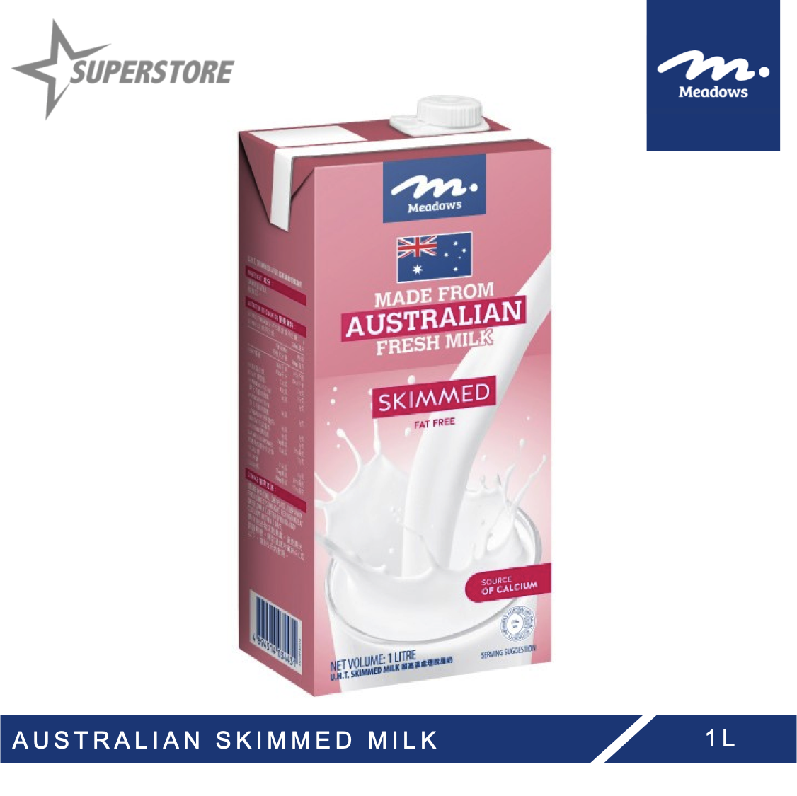 Meadows Austrialian Fresh Skimmed Milk 1L (UHT) | Lazada PH