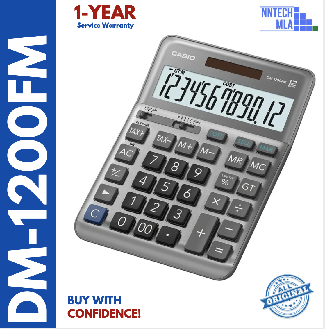 CASIO DM1200FM DESKTOP CALCULATOR with FREE Alcohol Spray Bottle