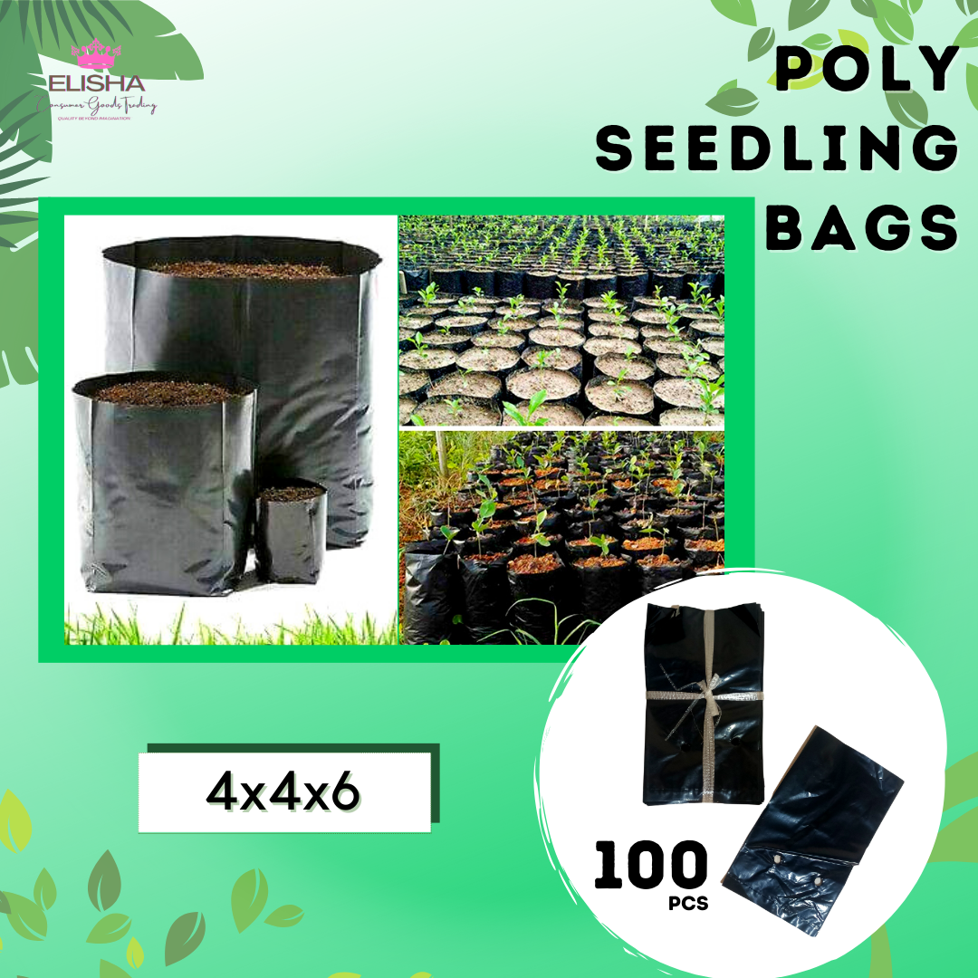 100PCS PER PACK BLACK PLASTIC SEEDLING BAG 4x6, 4x7, 4x8, 4x10, 4x12