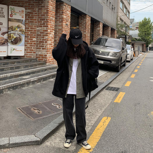 PWAE Hoodies Jacket for Women Korean Oversize Gray Hooded Sweater for Women Zipper Jacket Women's Ins Trend Tops for Women