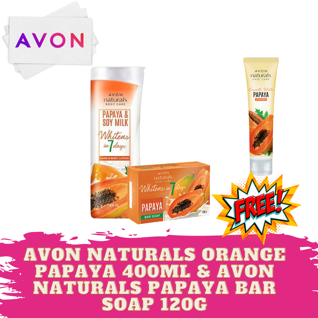 AVON Naturals Papaya & Soy Milk Orange Papaya Lotion 400ml & papaya bar