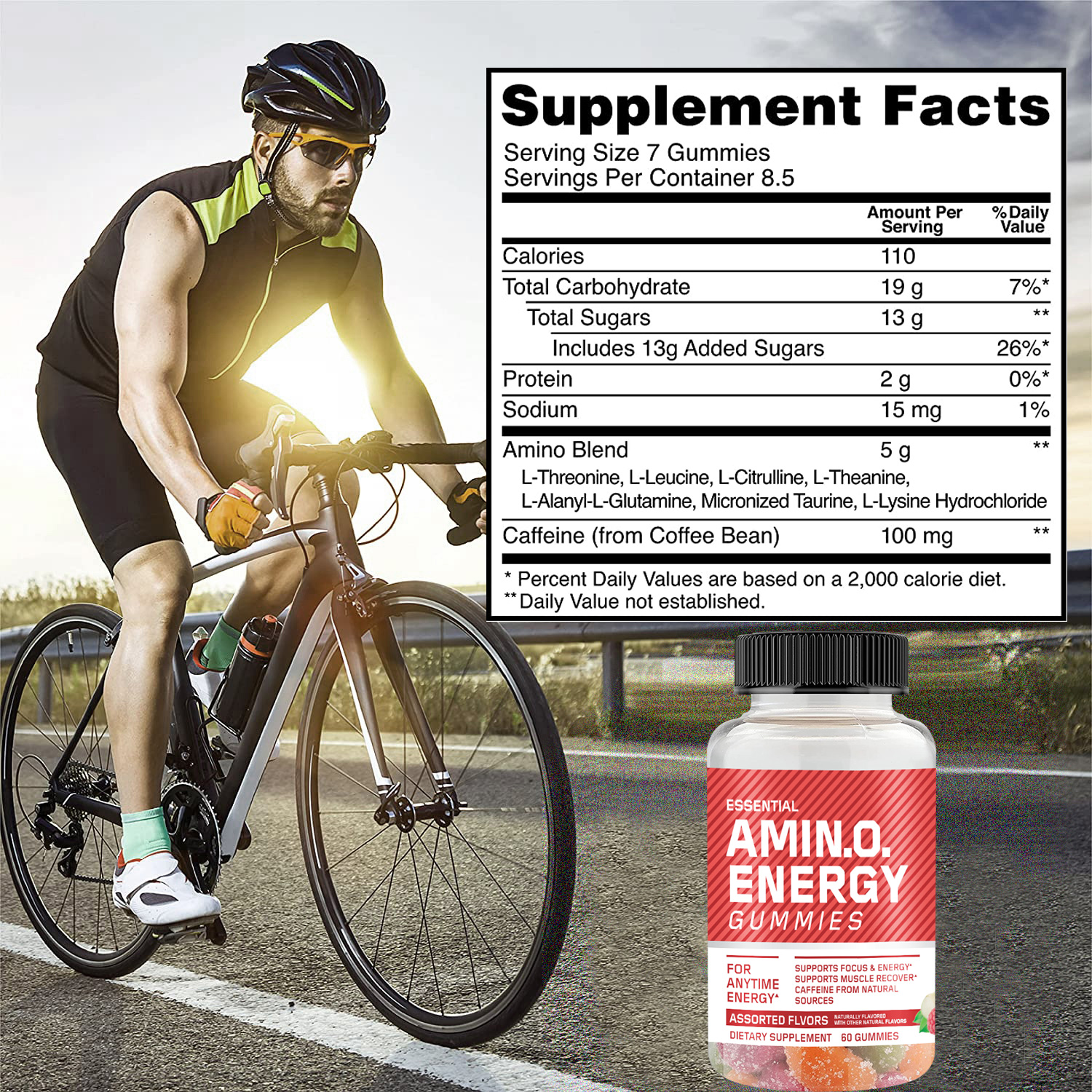 AMIN.O.ENERGY Amino Acid Energy Gummies Muscle Recovery Natural