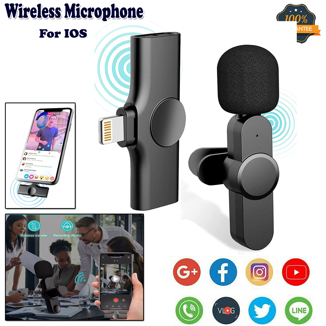 Wireless Microphone 2.4GHz Type C Microphone Phone Lapel Video Mic Vlog