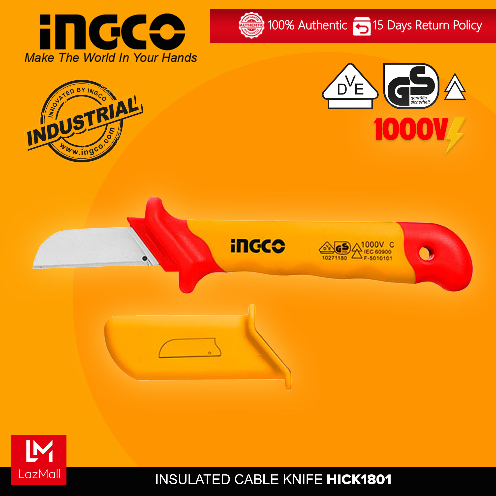 Ingco HICK1801 Industrial Insulated Cable Knife 1000V 50x180mm IHT ...