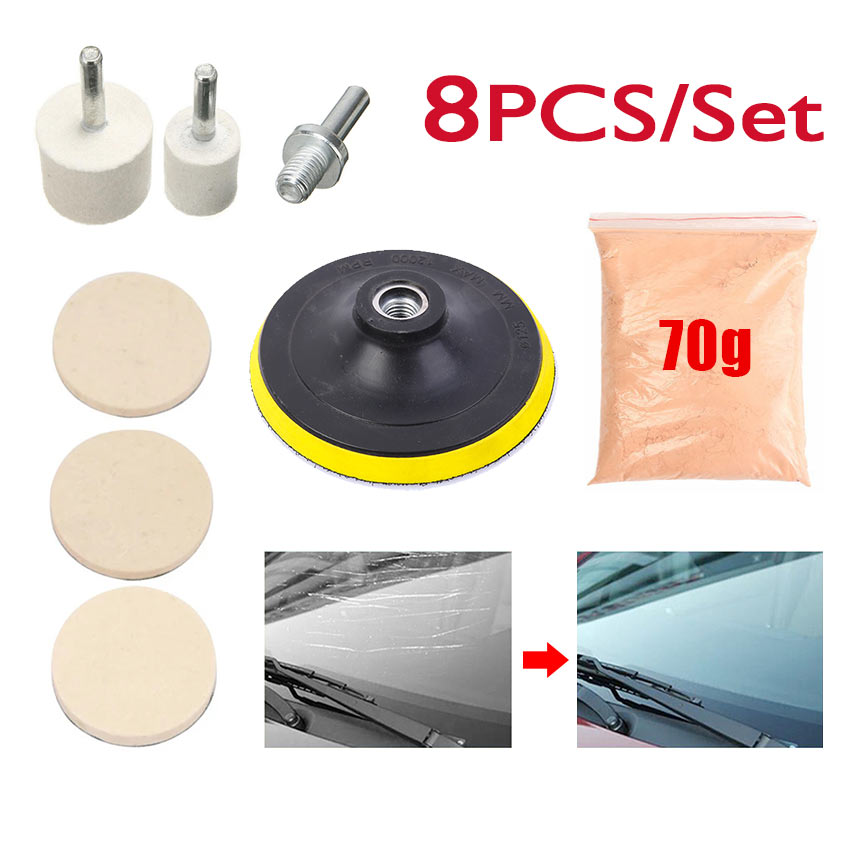 8PCS Car Glass Polishing Scratch Removal Kit Car SUV Windshield