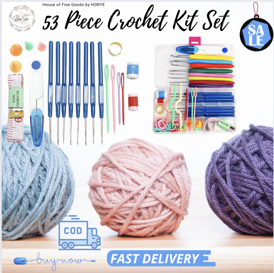 53Pcs Crochet Kits for Beginners Colorful Crochet Hook Set with