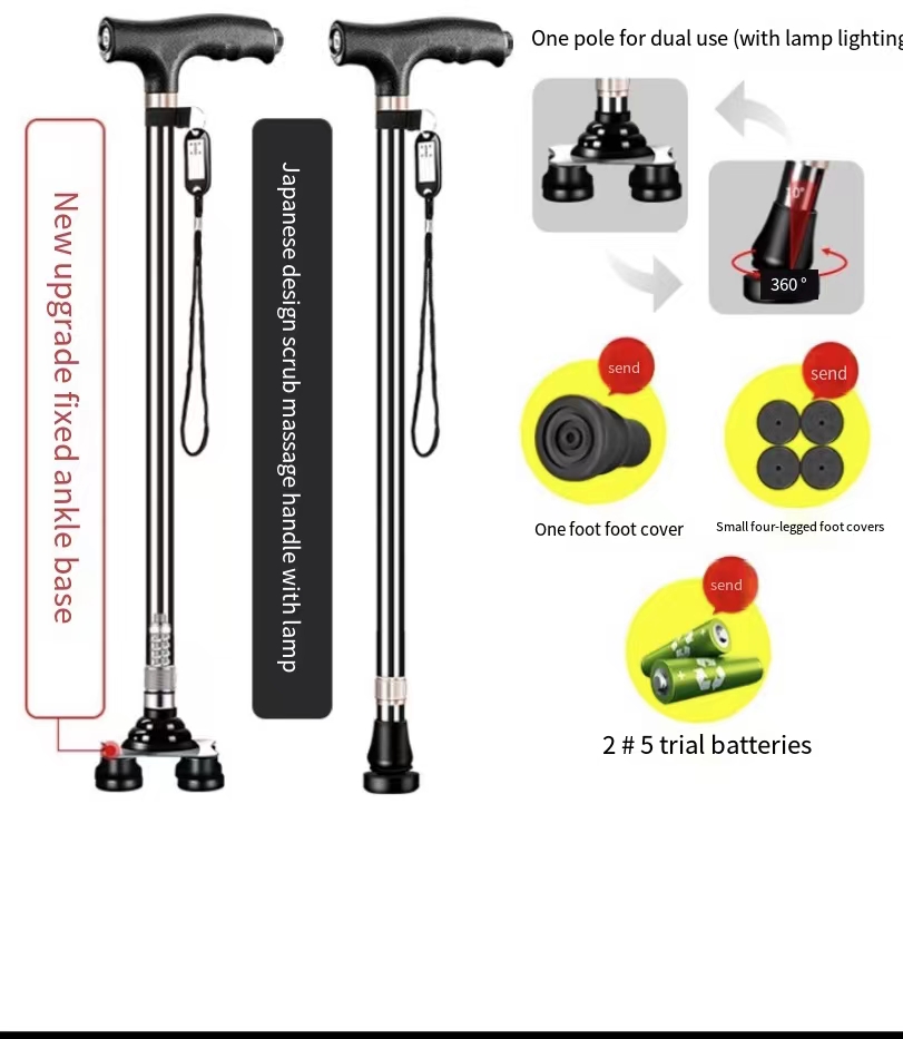 Non-slip Walking Stick LED Light Crutches Walker Aluminum Alloy Ultra ...