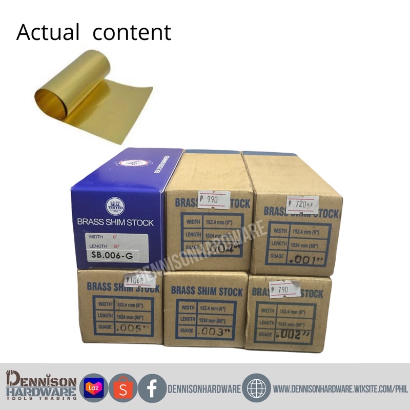SHIM BRASS STOCK (.001”.006”) Lazada PH