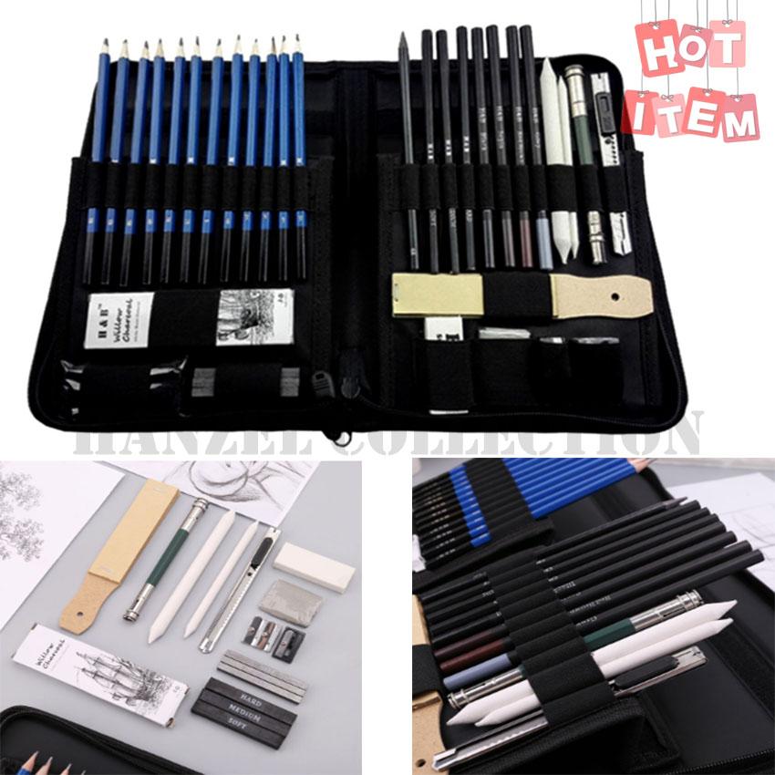 New Sketching Set Assorted Set And Types Of Sketching Pencil With Shading Chalk Eraser Sharpener Cutter And Sketch Guide Portable Set Of Art Sketching Materials Lazada Ph