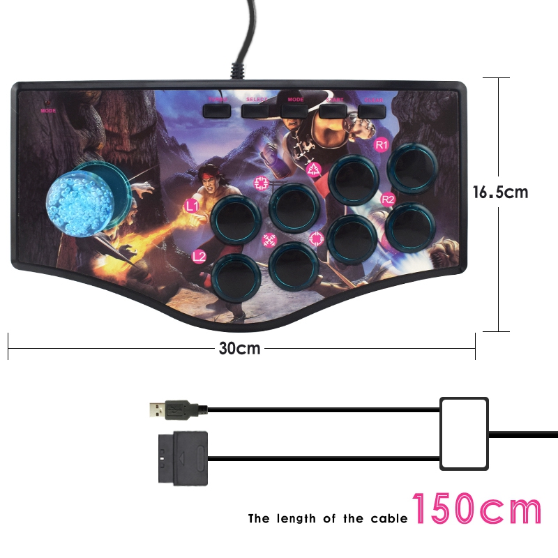 Retro Arcade Game Rocker Controller Usb Joystick For Ps2/Ps3/Pc/Android Smart Tv Built-In Vibrator Eight Direction Joystick
