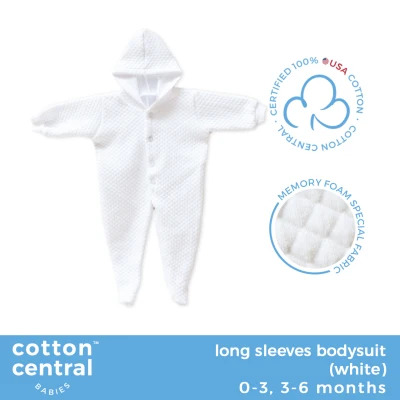 Cotton Central - Long Sleeves Sleeper With Hood Bodysuit Frogsuit Coverall Newborn Infant Baby 100% USA Cotton Boy Girl Stuff And Clothes