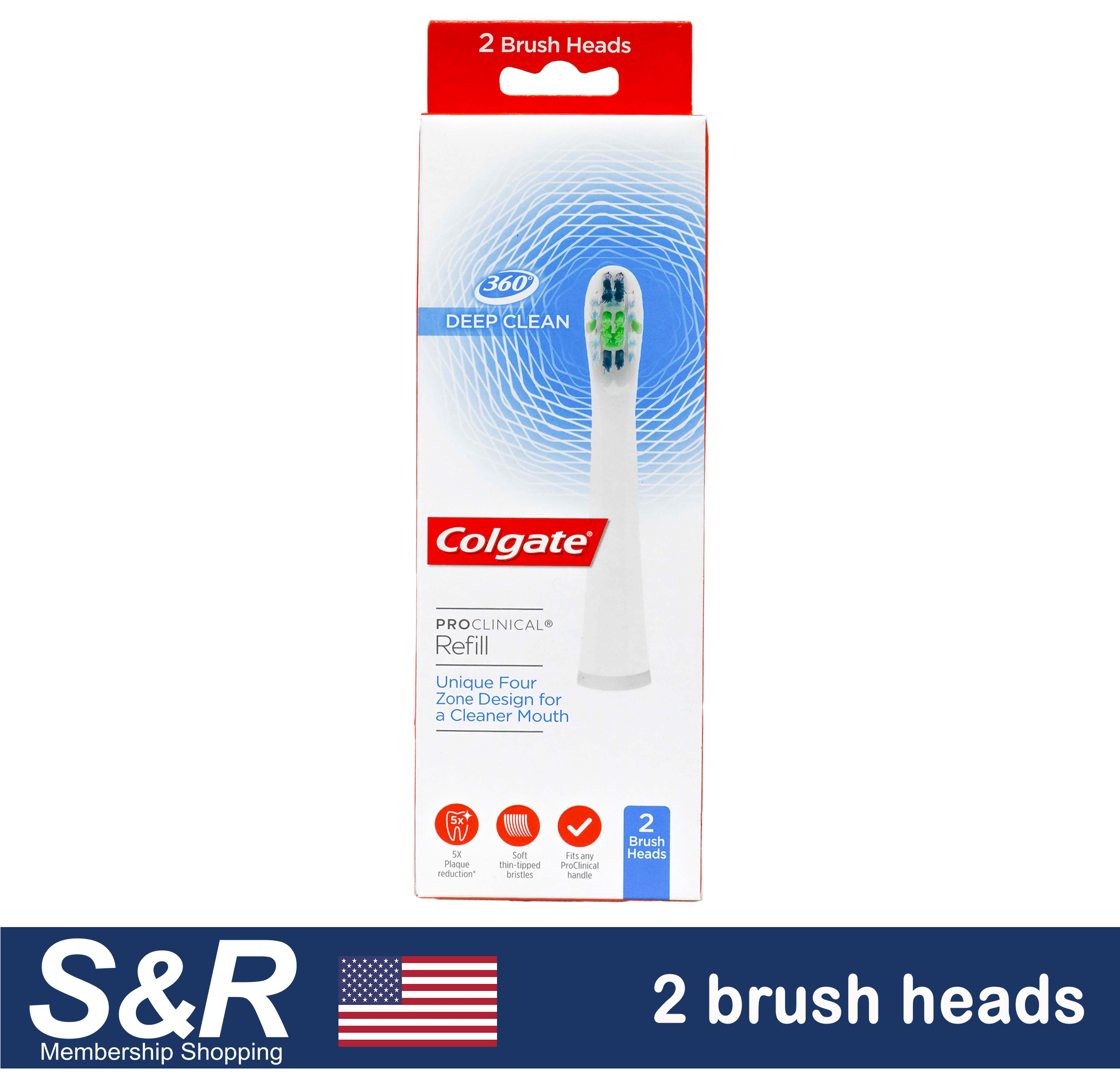 Colgate Pro Clinical 360 Deep Clean Brush Heads 2 Pack