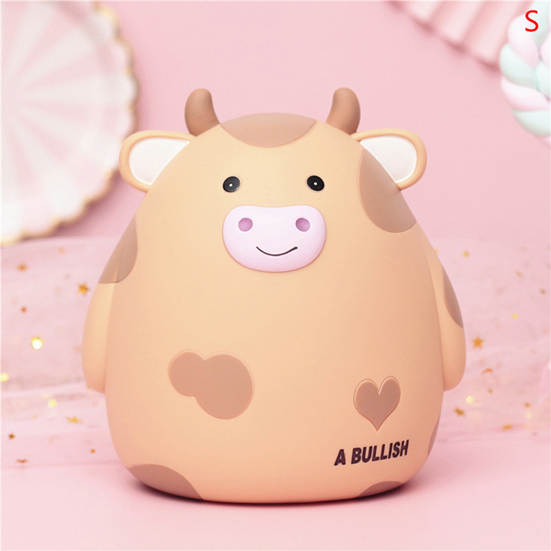 XiaoLouL การ์ตูนน่ารักวัวรูปกระปุกออมสินกล่องใส่เงินของขวัญสำหรับเหรียญของตกแต่งบ้าน