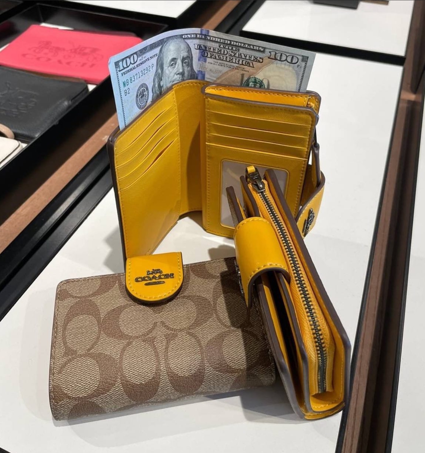 Mustard yellow coach online wallet