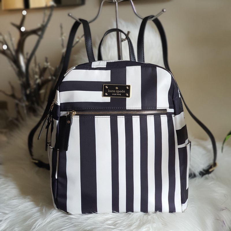 striped kate spade backpack