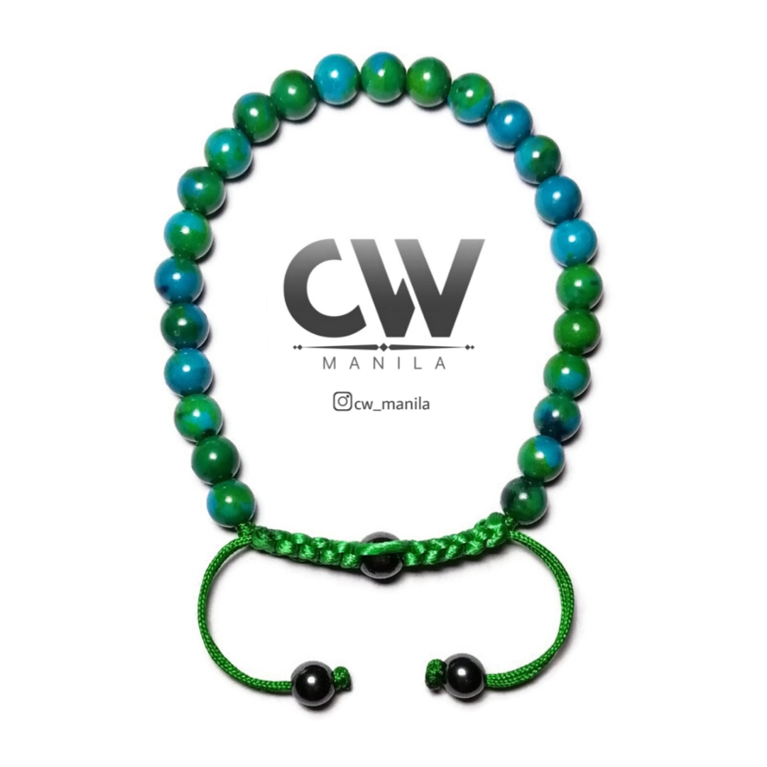 Bracelet Perles Chrysocolle – Pierres Semi-précieuses Vertes – Plaqué Or