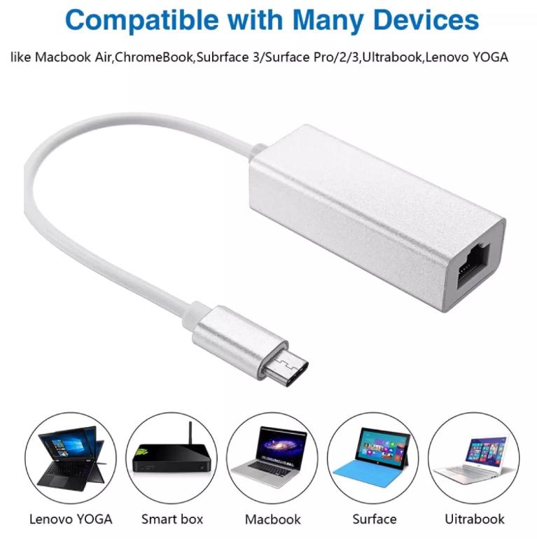 USB C To RJ45 Adapter USB 3.1 Type C Network Adapter 1000 Mbps