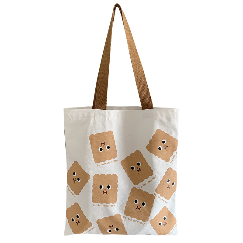 Mumu 3015 Canvas Printed Ladies Tote Bag With Zipper Shopping Bags For