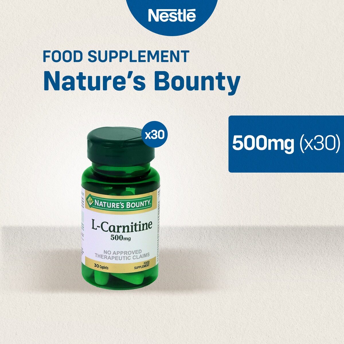 NATURES BOUNTY L-CARNITINE Food Supplement 500mg x 30 Caplets Laboratory  Tested Caplets Supplement Usa Made Select Ingredients Local Supplier  Warranty Health Science - Lazada