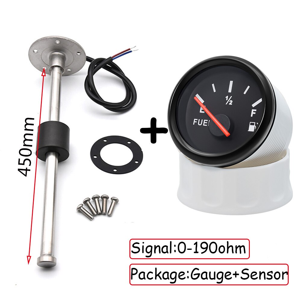 52mm fuel level gauge with fuel level sensor 100mm 125mm 150mm 200mm 250mm 400mm 0-190ohm oil liquid tank fuel level indicator