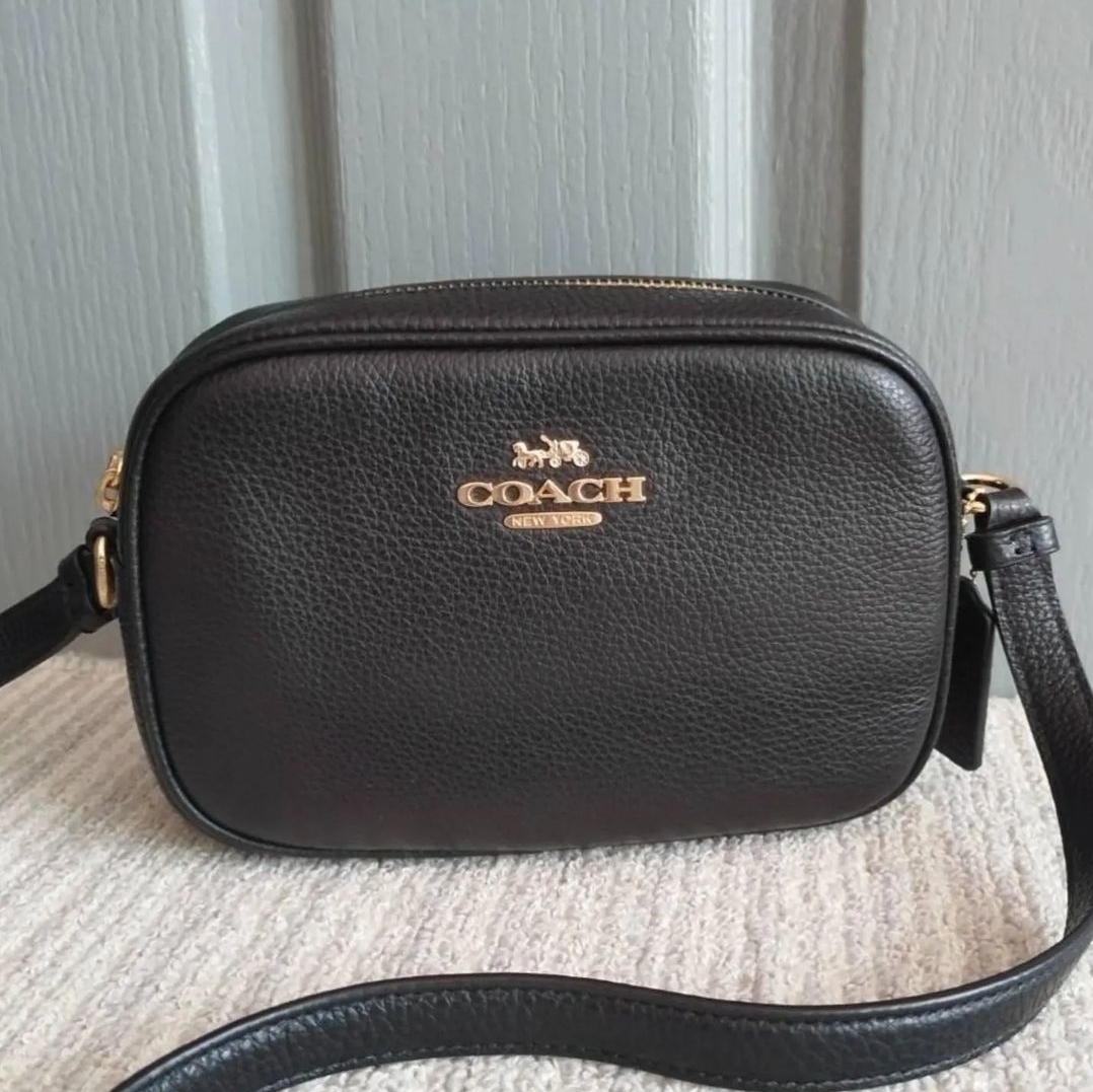 NWT COACH CA069 Mini Jamie Camera Bag in Refine Pebble Leather Black  195031578236