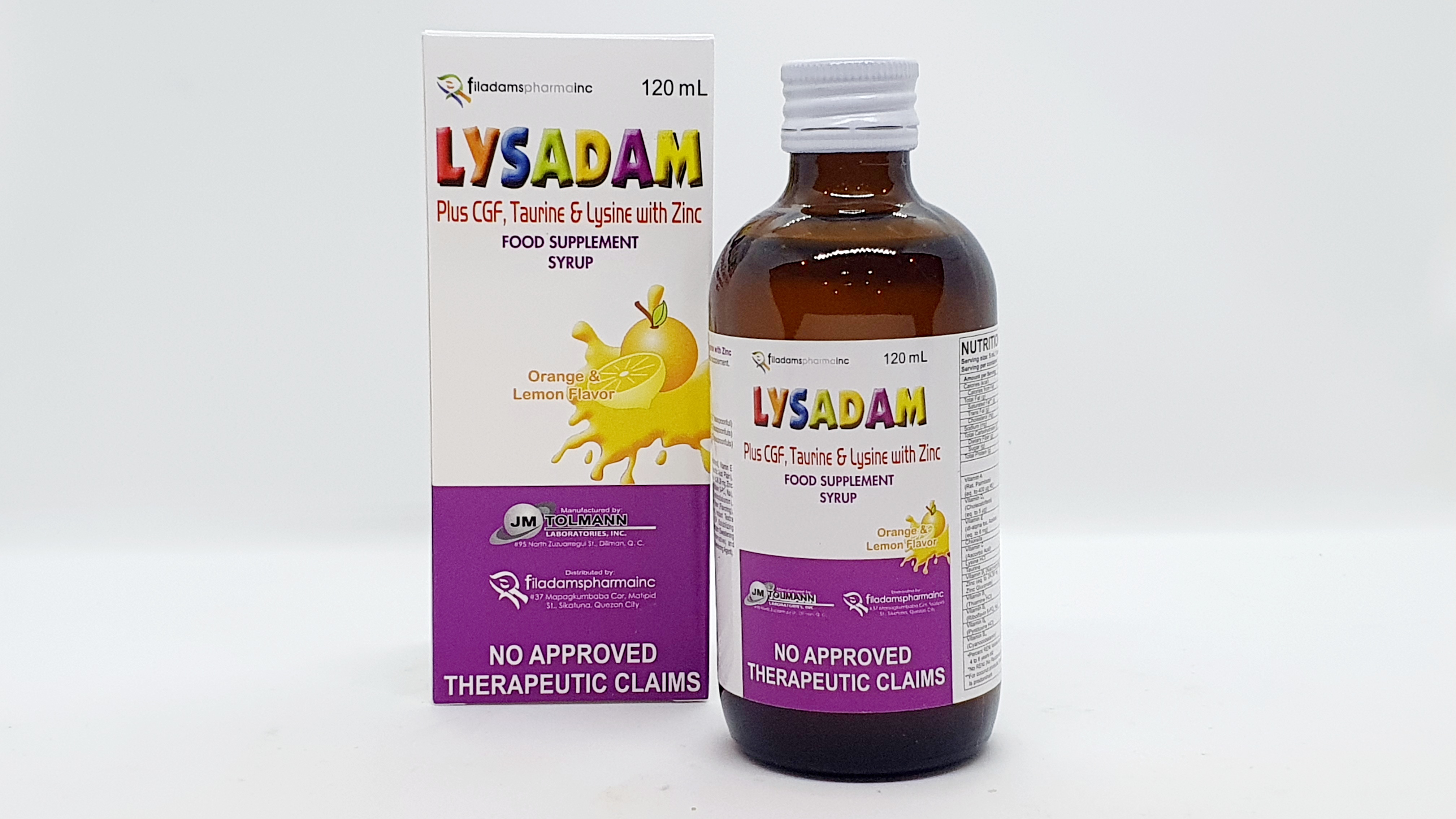 Lysadam Multivitamins Plus CGF, Taurine and Lysine with Zinc Syrup for
