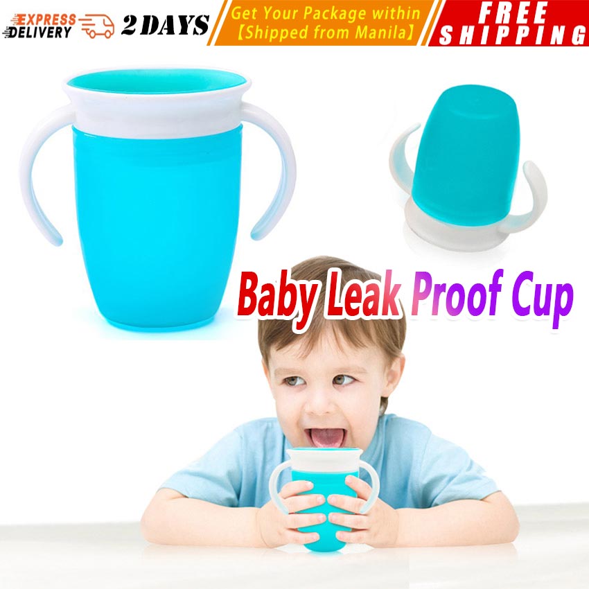 240ML】360 Degrees Rotated with Double Handle Trainning Feeding Safe  Leakproof Cup Infant Learn To Drink A Cup of Water Have Cup Lid Baby- Silicone-Cup | Lazada PH