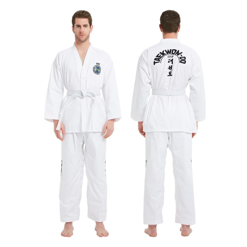 ITF Taekwondo Uniform White TKD Dobok Clothes Children Unisex Martial Arts Training Sets