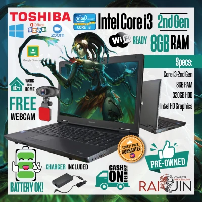 Laptop - Toshiba - Core i3 2nd Gen - 8GB RAM - 320GB HDD - FREE Webcam - Intel HD Graphics - Wifi Ready - Used