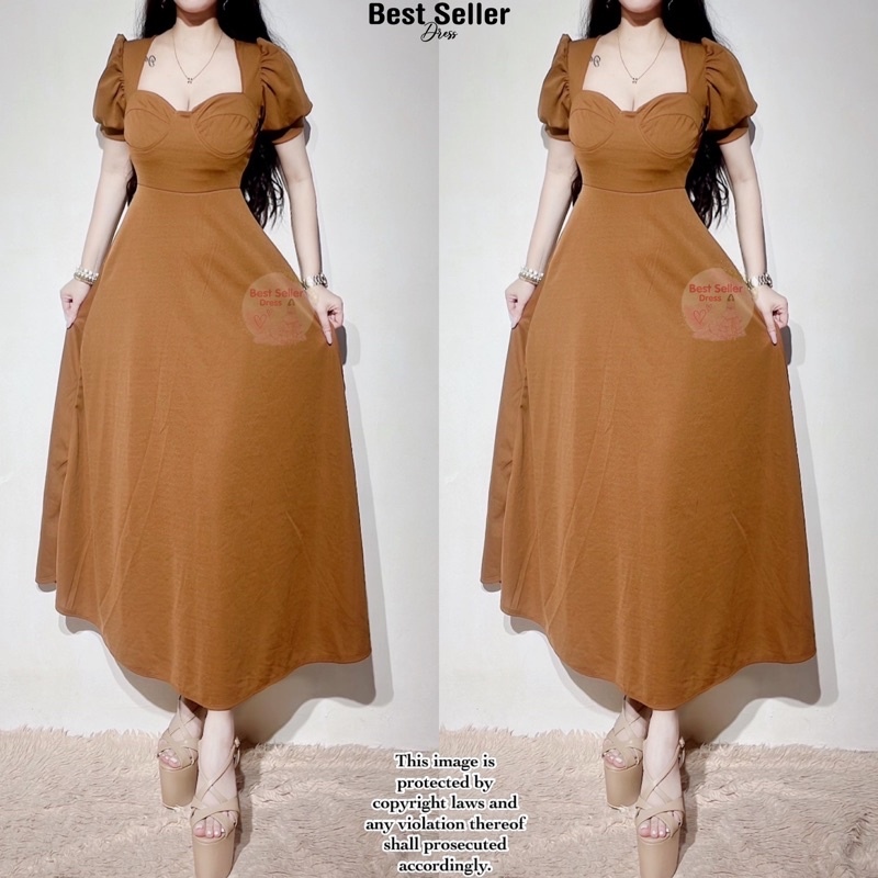 BEST SELLER LADY REGULAR/PLUSSIZE PUFF SLEEVES CORSET DRESS (BEST