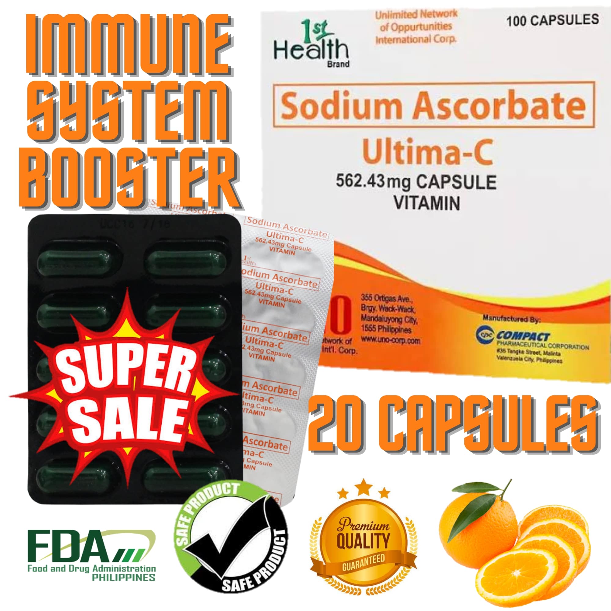 ULTIMA C CAPSULE 2 BLISTER = 20 CAPSULES (VITAMINS NA PANGPATABA, IMMUNE SYSTEM BOOSTER) NON