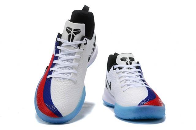 red blue and white basketball shoes